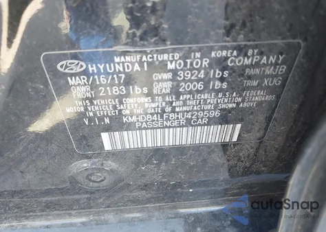 2017 Hyundai Elantra Value Edition from USA, damaged, VIN KMHD84LF8HU429596